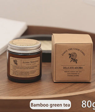 Aromatherapie Kaars in Bruin Glazen Pot - Geurkaars voor Huisdecoratie & Cadeau