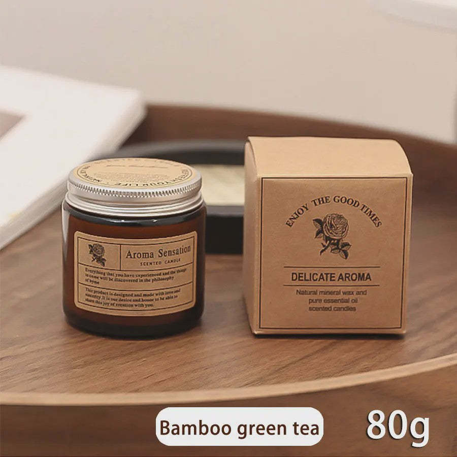 Aromatherapie Kaars in Bruin Glazen Pot - Geurkaars voor Huisdecoratie & Cadeau