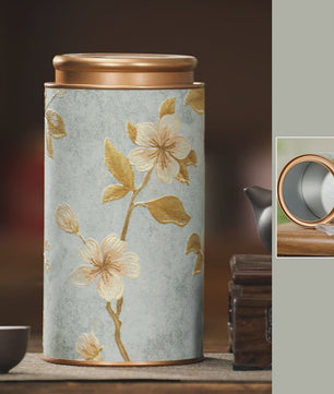 Decoratieve Theeblik met Bloemenprint - Afsluitbare Opbergbus voor Thee