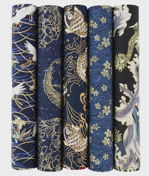 5x Japanse Katoen Stofjes Bundel - 25x25cm of 50x50cm - Patchwork & Quilt