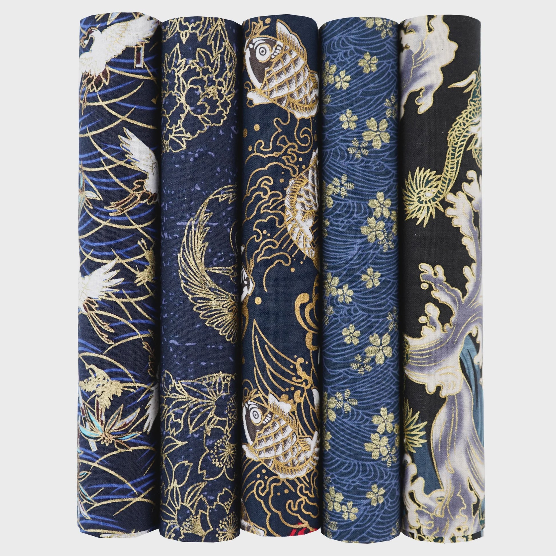 5x Japanse Katoen Stofjes Bundel - 25x25cm of 50x50cm - Patchwork & Quilt