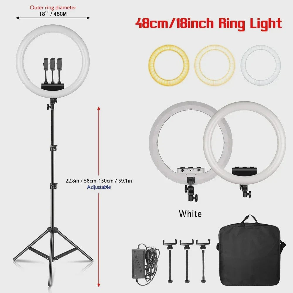 18 Inch Ring Light LED Lamp met Verstelbaar Statief & Telefoonhouder voor YouTube, Foto & Studio