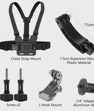 Action Camera Accessoires Kit: Hoofd- en Borstband Mount voor GoPro, Telefoon & meer