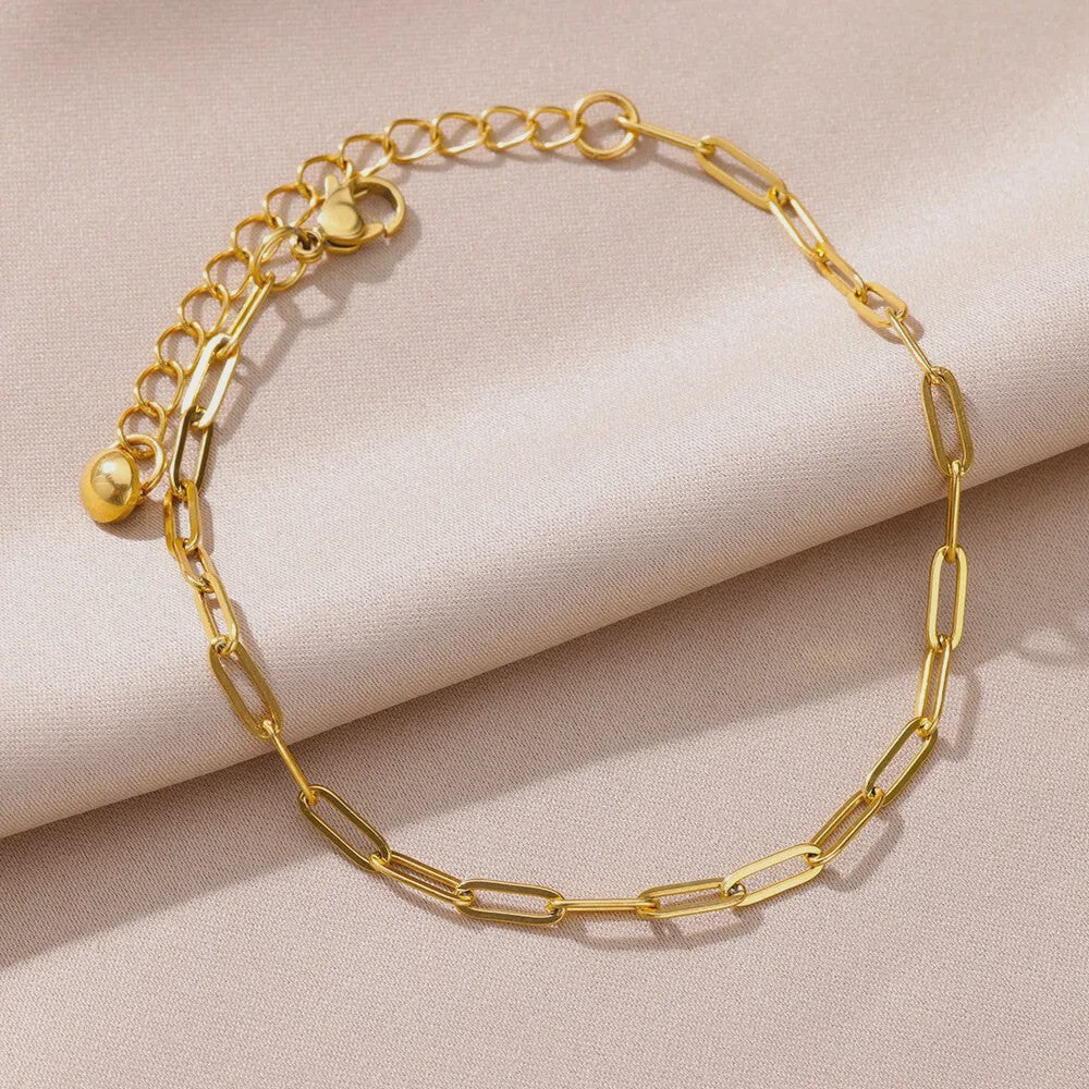 Gouden Anklet met Kralen en Bedels - Roestvrij Staal - Zomerse Strandjuwelen