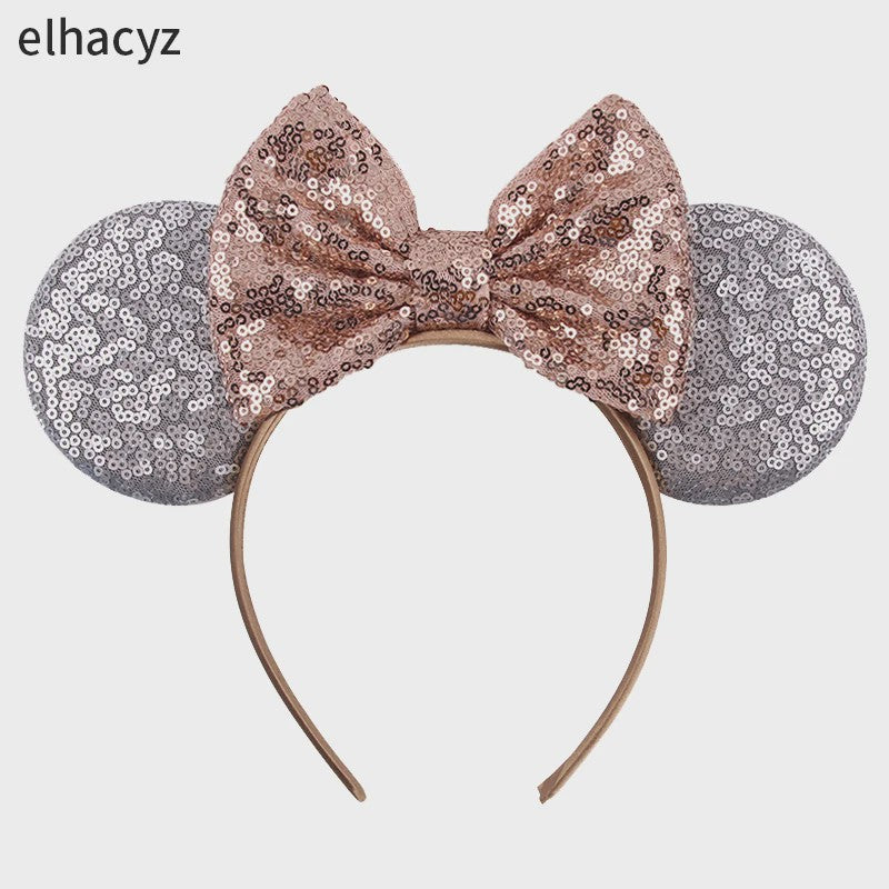 Chique Sequin Mickey Oortjes Diadeem met Strik - Feestelijk Haaraccessoire voor Kinderen & Dames