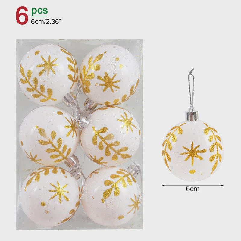 Set van 6 Kerstballen - 6cm Diameter - Decoratieve Kerstboom Hangers