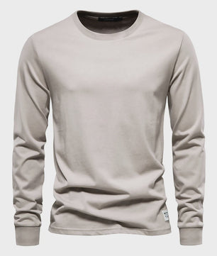 AIOPESON Heren Basic Longsleeve T-shirt - Katoen, Ronde Hals, Effen Kleur