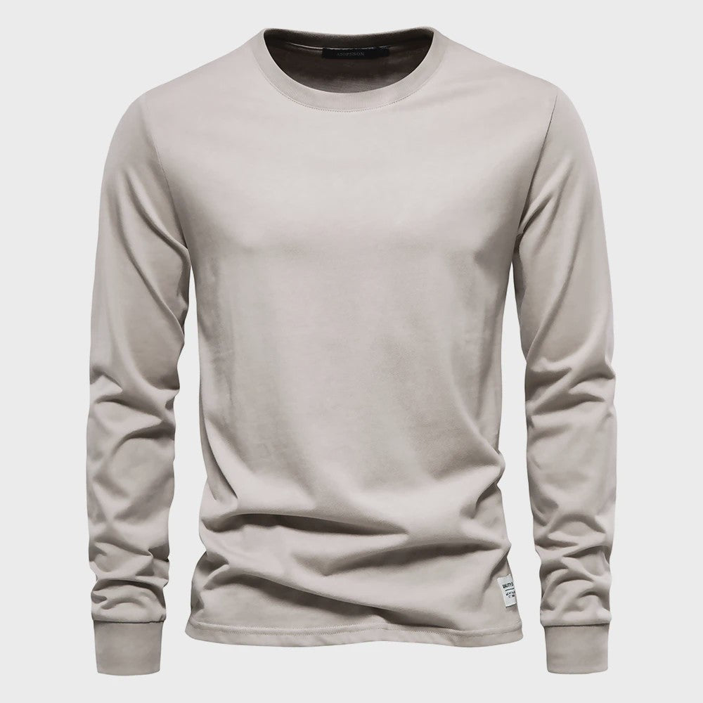 AIOPESON Heren Basic Longsleeve T-shirt - Katoen, Ronde Hals, Effen Kleur