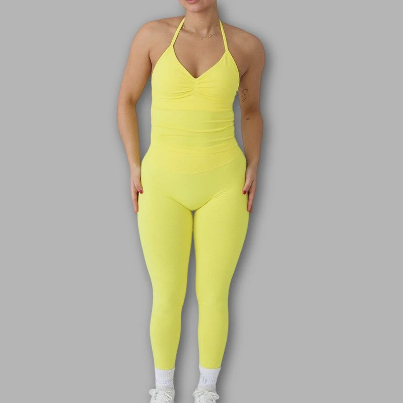 Dames Sportset: Backless Tanktop & Scrunch Seamless Legging