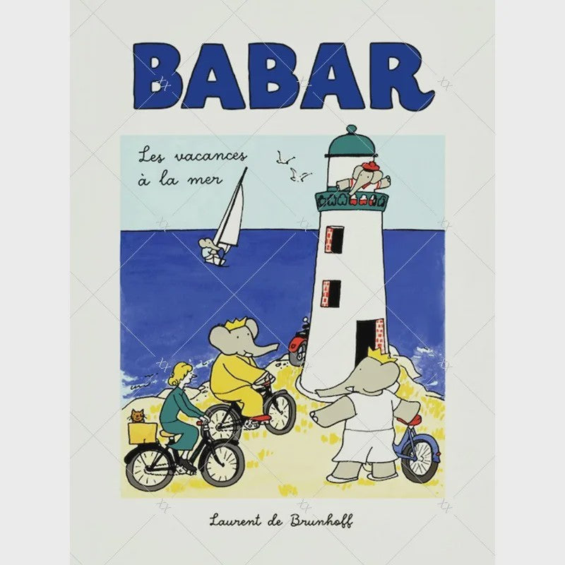 Babar Poster Canvas - Sprookjes Kunst voor Kinderkamer & Babykamer Decoratie
