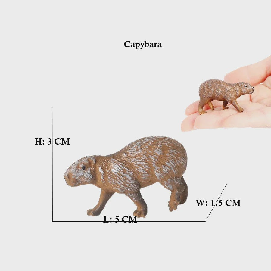 Set van 6 Realistische Dierenbeeldjes: Capibara, Eekhoorn & Marmot Speelgoed