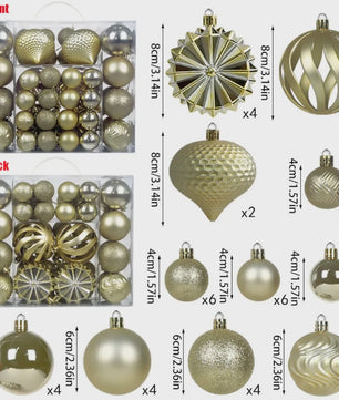 48-delige Set Kerstballen Plastic - Effen Kleur & Diverse Maten (4/6/8cm) voor Kerstboom Decoratie