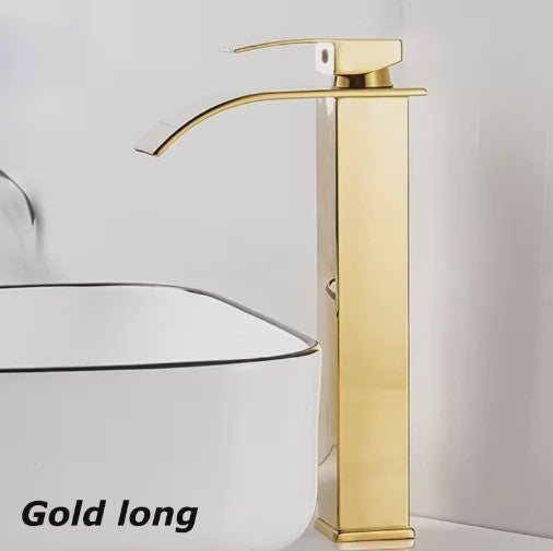 Moderne Waterval Kraan Zwart - RVS Wastafelkraan met Warm & Koud Water