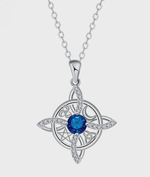 Mystieke Wicca Knoop Ketting met Kristal en Geboortesteen - Ster Maan Amulet