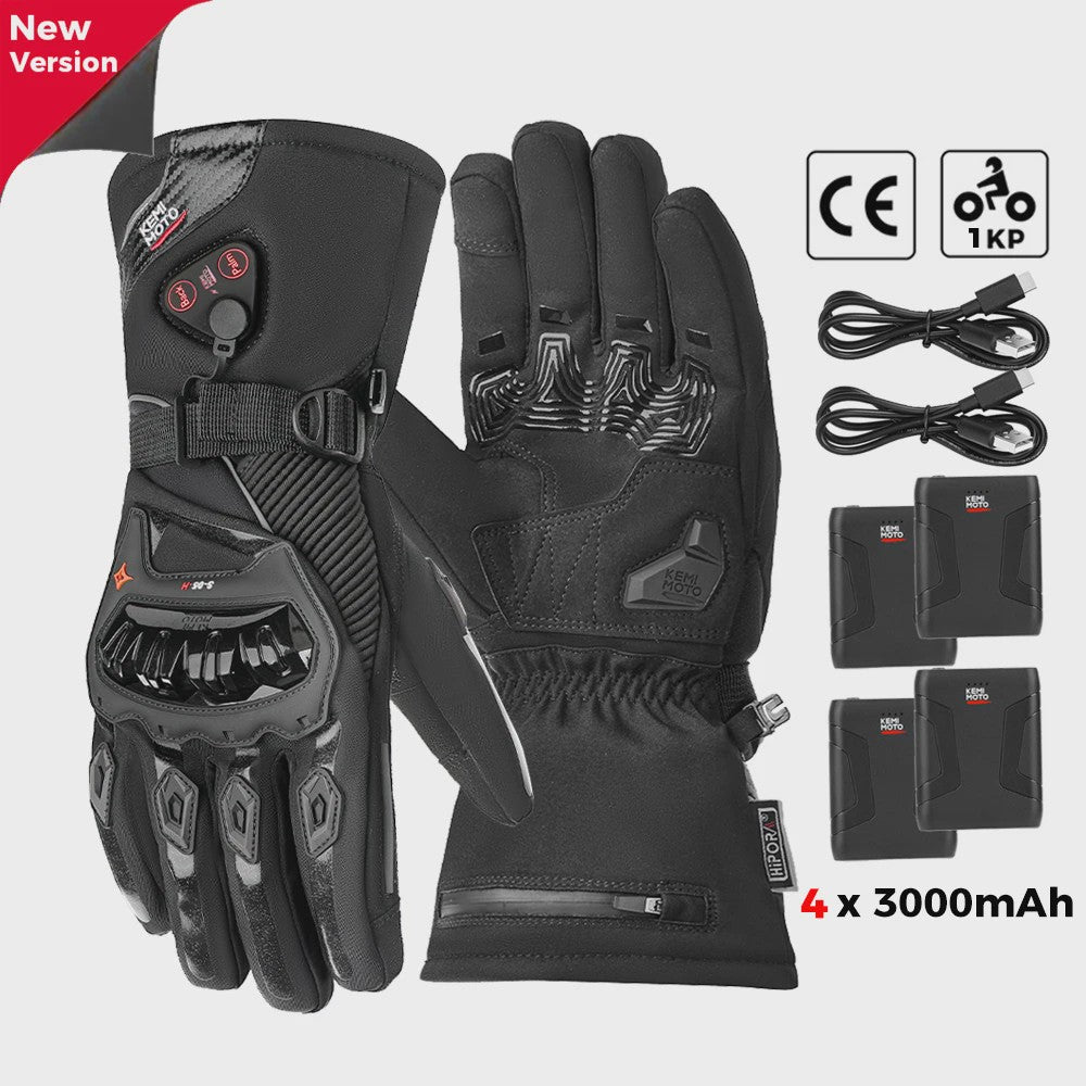 KEMIMOTO Verwarmde Motorhandschoenen - Waterdicht, Oplaadbaar & Warm voor de Winter