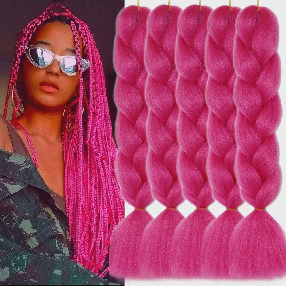 5x Jumbo Braiding Hair Extensions - 24 Inch Synthetisch Vlecht Haar - Pre-stretched Yaki