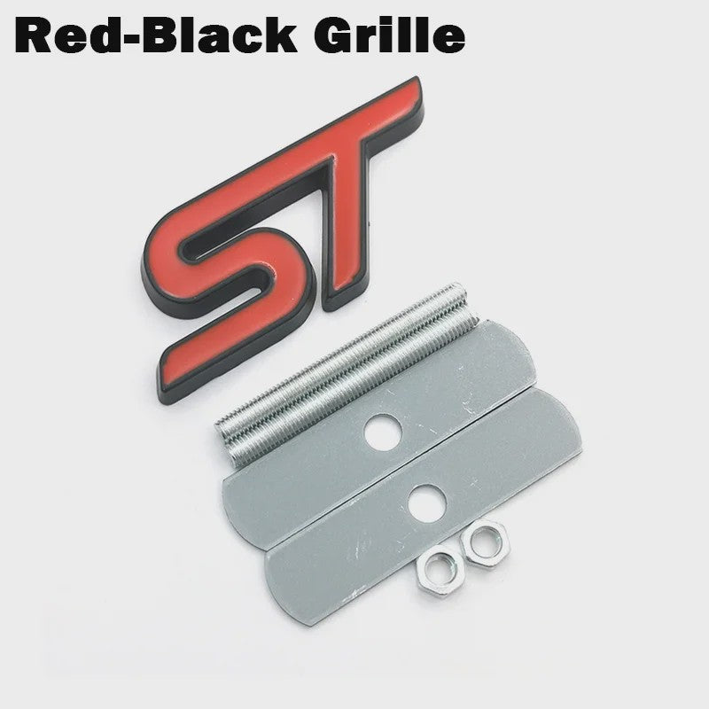 ST Grille Badge Embleem Sticker - Rood/Blauw Chroom - Voor Ford Fiesta, Focus, Mondeo