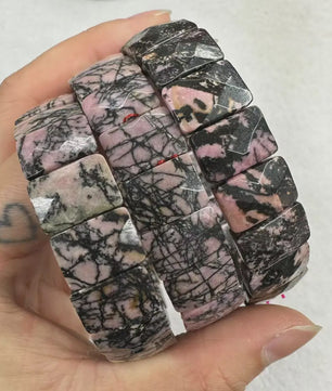 Natuurlijke Edelsteen Armband - Fluoriet & Citrien Vierkante Kralen