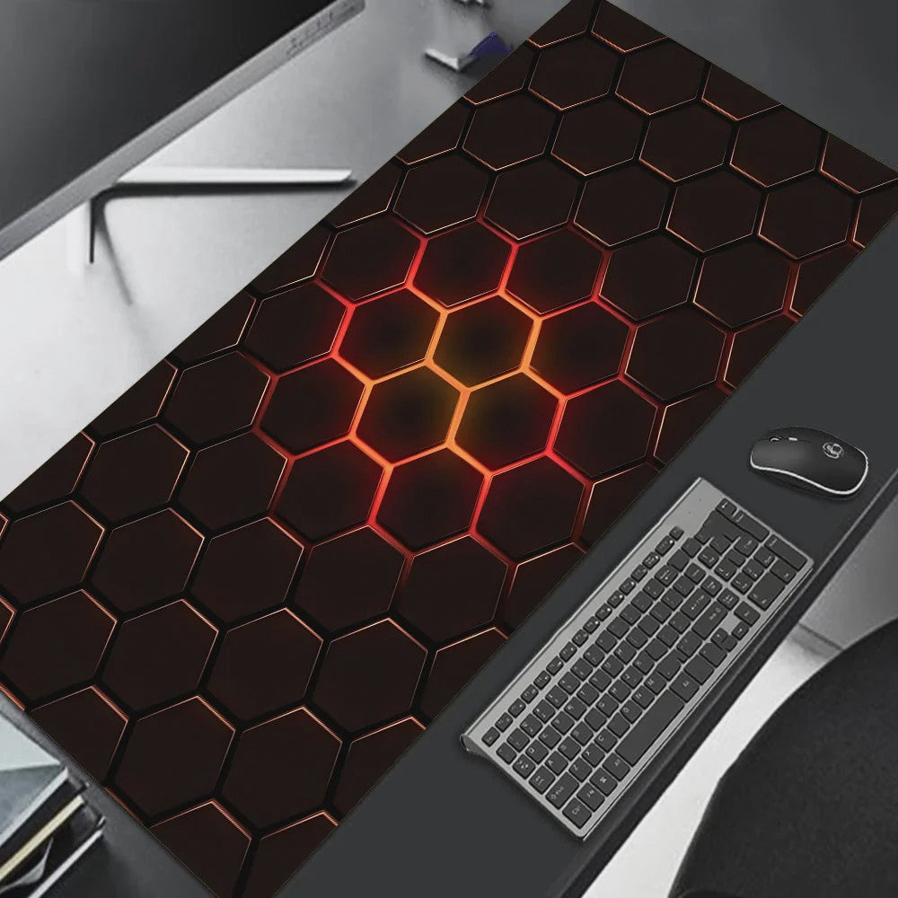 Extra Grote Gaming Muismat 90x40cm - Rood Blauw Gradient, Antislip & Stevige Rand