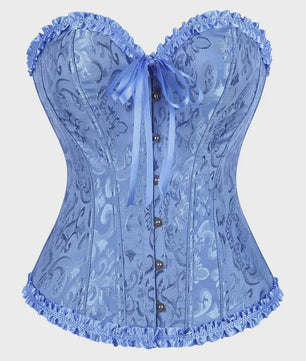Victoriaans Jacquard Corset Top met Kant en Bloemenprint - Sexy Bustier voor Dames