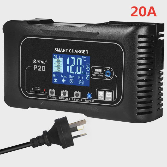 HTRC Slimme Acculader 12V/24V - Automatisch Laden & Reparatie voor Auto, Motor, LiFePO4, AGM