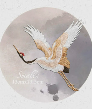Geborduurde Kraanvogel Patches - Strijk- of Naaibaar voor Kledingdecoratie