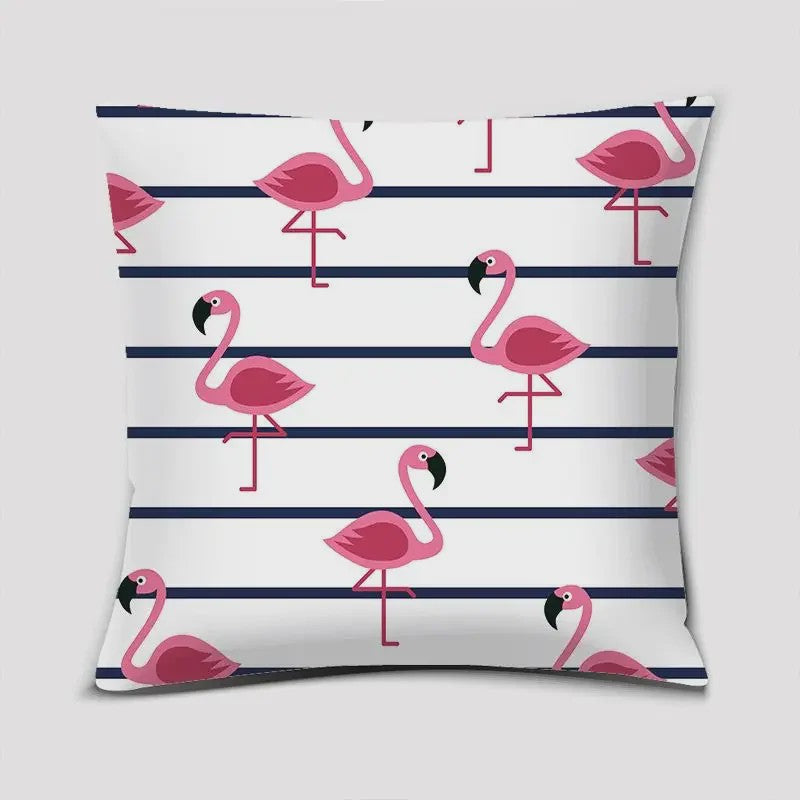 Vrolijke Flamingo Kussenhoes Vierkant - Decoratie voor Bank & Auto