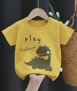 Zomer T-shirt Kinderen Katoen met Vrolijke Cartoon Print - 0-4 Jaar