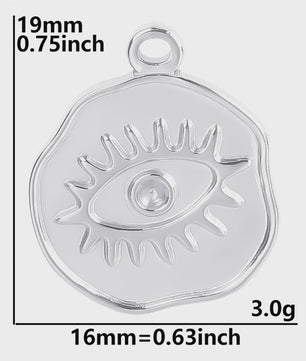 Set van 5 Zilverkleurige Stainless Steel Bedels: Ster, Maan, Zon, Vlinder, Roos & Ojo Turco