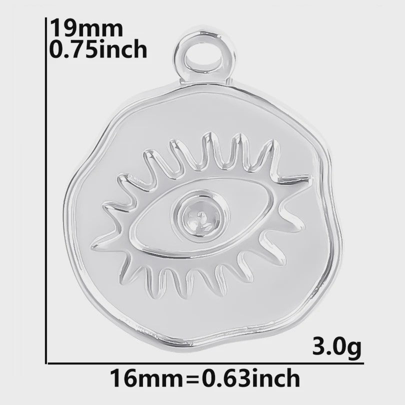 Set van 5 Zilverkleurige Stainless Steel Bedels: Ster, Maan, Zon, Vlinder, Roos & Ojo Turco