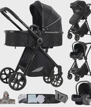 Magic ZC Premium 3-in-1 Baby Reiswieg & Kinderwagen Set - Luxe Beige, Compact, Inclusief Autostoel & Draagmand, Geschikt Vanaf Geboorte