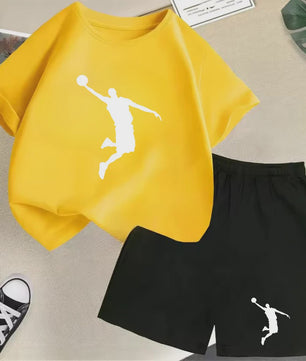 Kinder T-shirt en Short Set - Zomer Sportieve Mode met Grafische Print