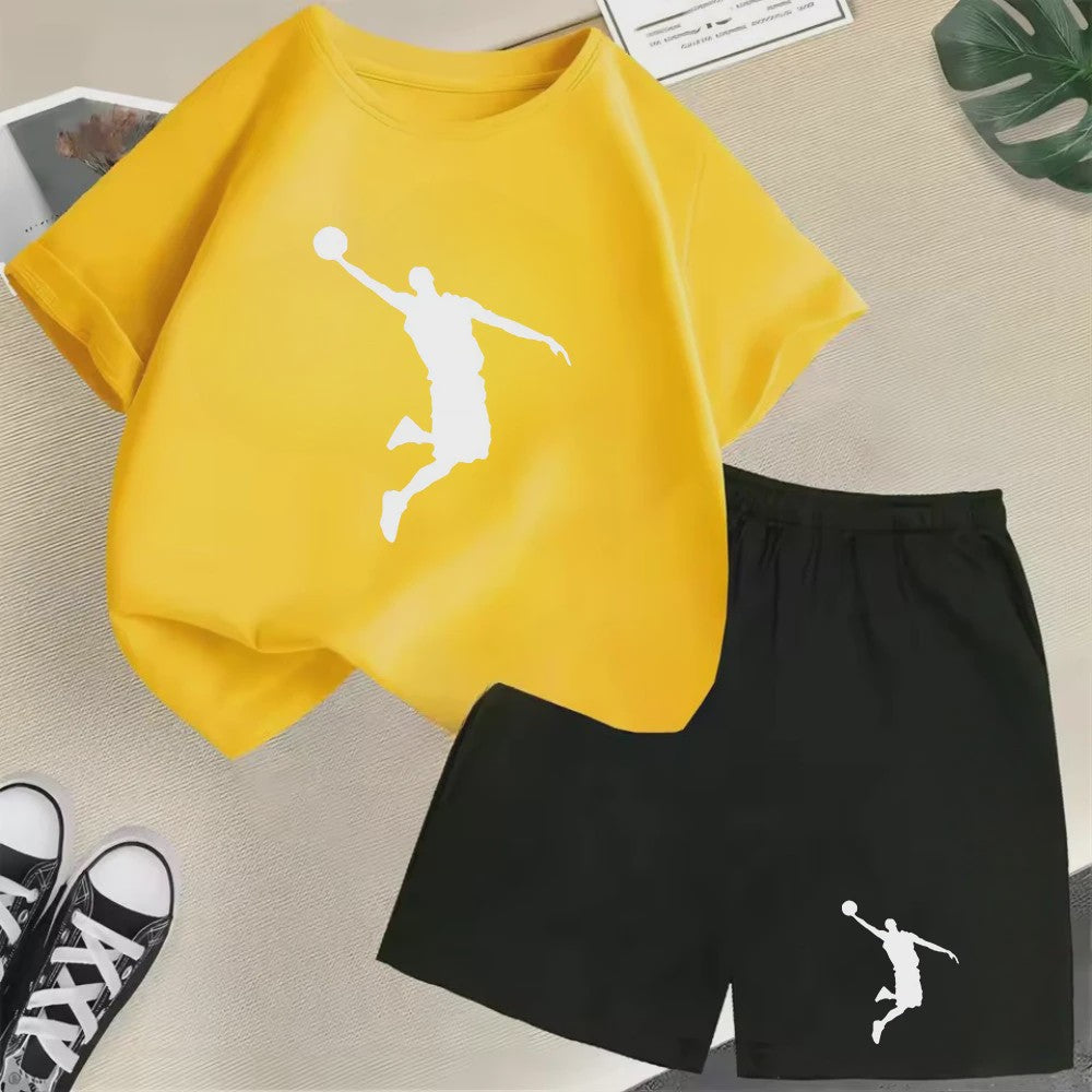 Kinder T-shirt en Short Set - Zomer Sportieve Mode met Grafische Print