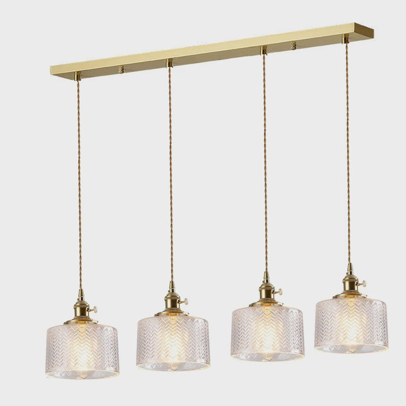 Vintage Groene Glazen Hanglamp - Nordic Stijl, Koperen Accent