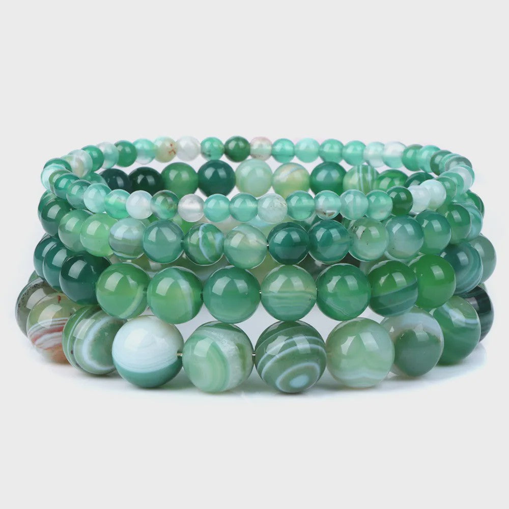 Handgemaakte Natuursteen Armbanden - Onyx & Agate Kralen - Yoga & Reiki Energie - Unisex 19cm