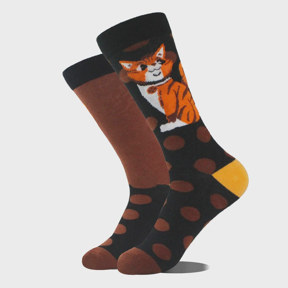 Grappige Heren Sokken met Dierenprint - Katoen, Mid-Length, Asymmetrisch Design