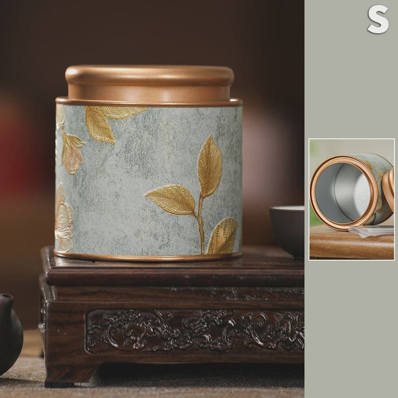 Decoratieve Theeblik met Bloemenprint - Afsluitbare Opbergbus voor Thee