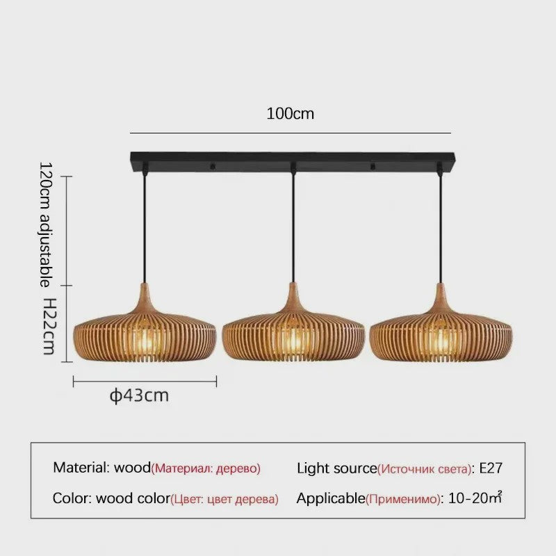 Wabi-Sabi Houten Hanglamp LED - Vintage Minimalistisch Design