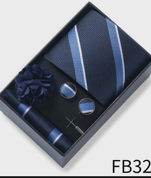 Luxe Heren Cadeauset: Strikdas, Zakdoek, Manchetknopen, Clip & Broche - Perfect voor Bruiloft & Feest
