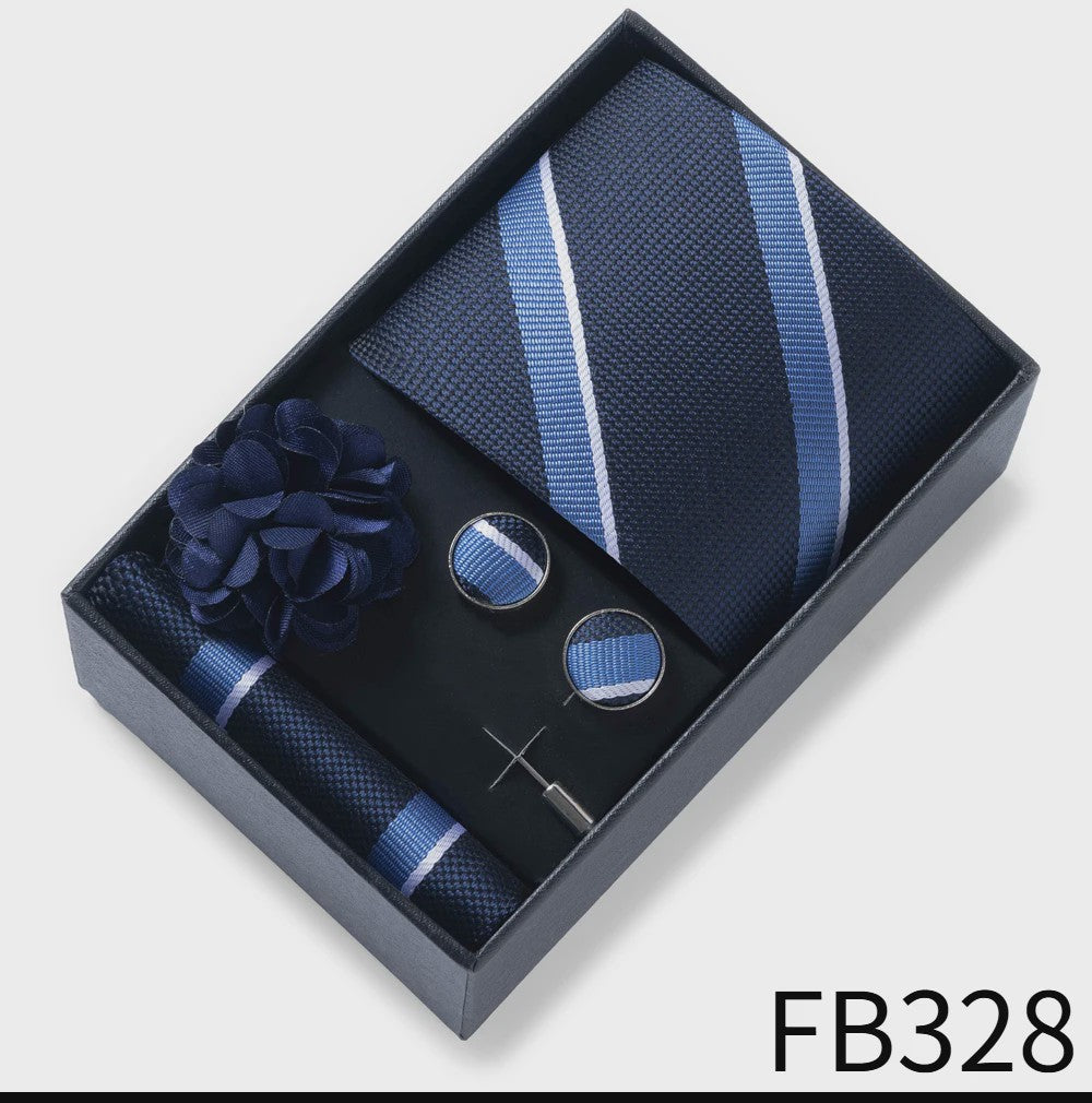 Luxe Heren Cadeauset: Strikdas, Zakdoek, Manchetknopen, Clip & Broche - Perfect voor Bruiloft & Feest