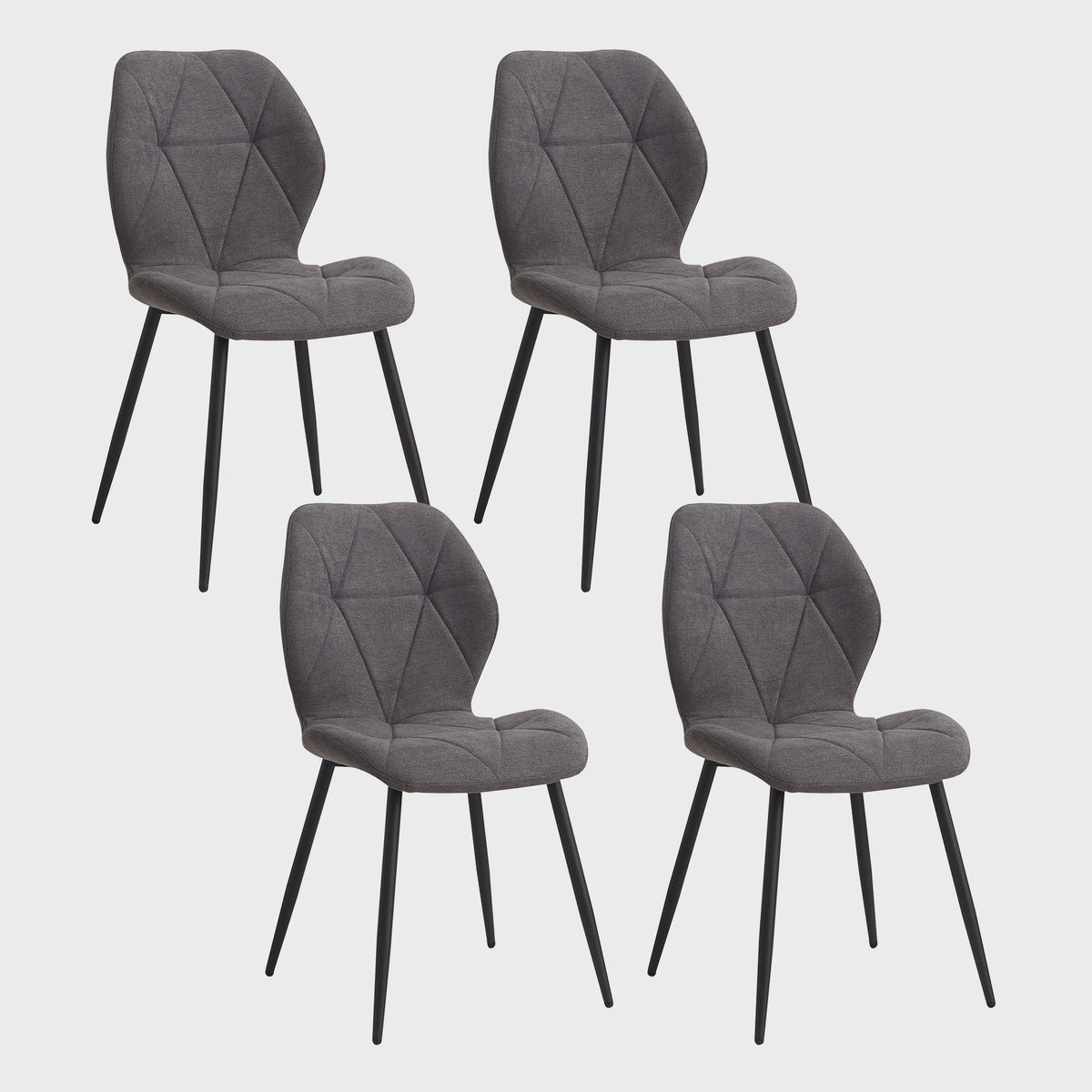 Set van 2, 4 of 6 Eetkamerstoelen - Gestoffeerd, Gewatteerd Linnenlook Stof, Metalen Poten