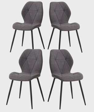 Set van 2, 4 of 6 Moderne Eetkamerstoelen - Comfortabel Gestoffeerd met Stalen Poten