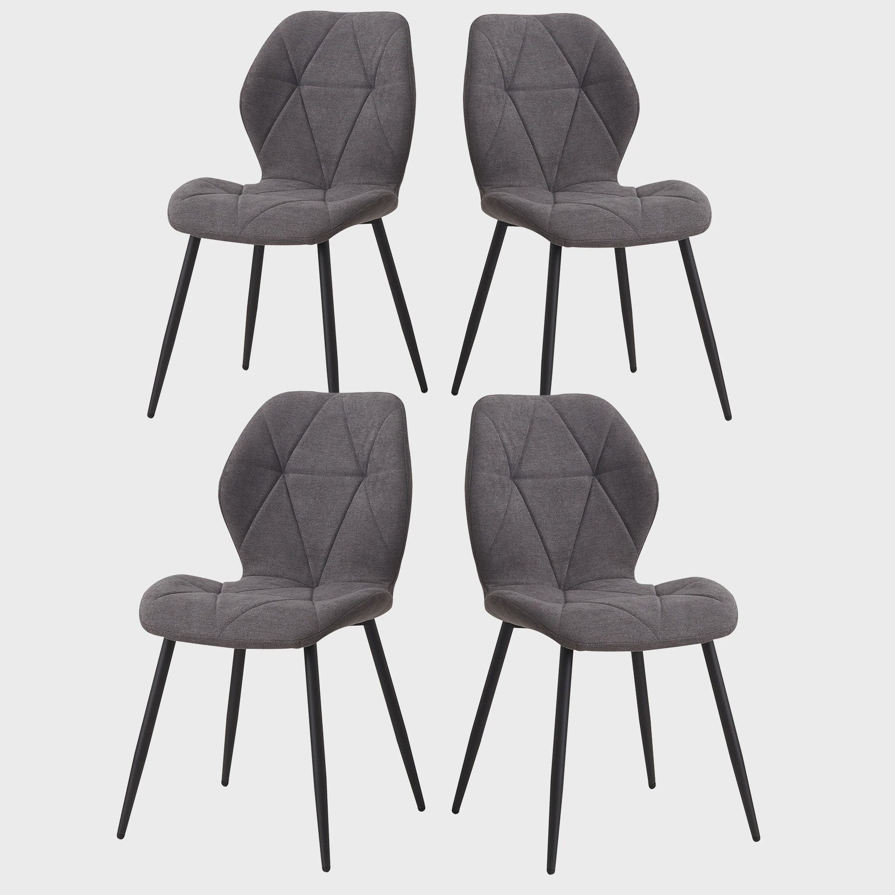 Set van 2, 4 of 6 Moderne Eetkamerstoelen - Comfortabel Gestoffeerd met Stalen Poten