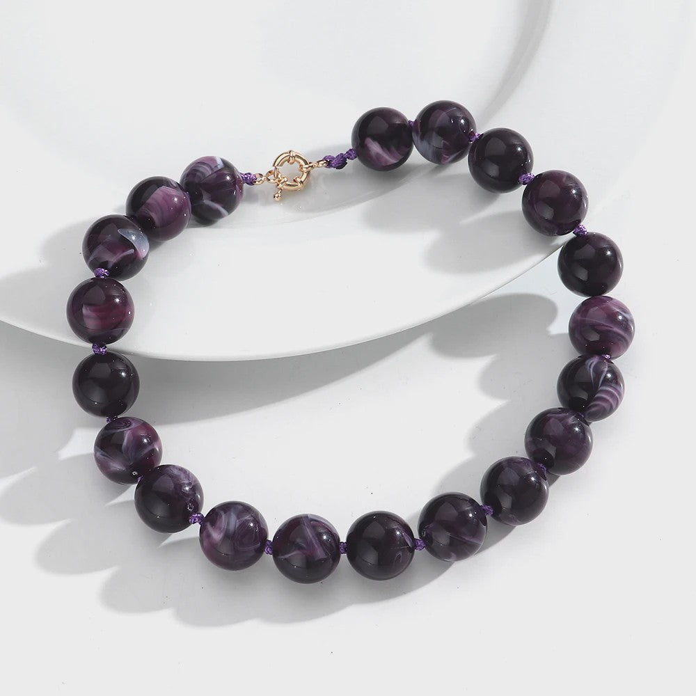 Trendy Multicolor Statement Ketting met Grote Ronde Kralen - Handgemaakt