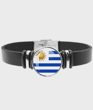 Leren Armband met Vlag van [Land] - Stijlvolle Bangle voor Dames en Heren