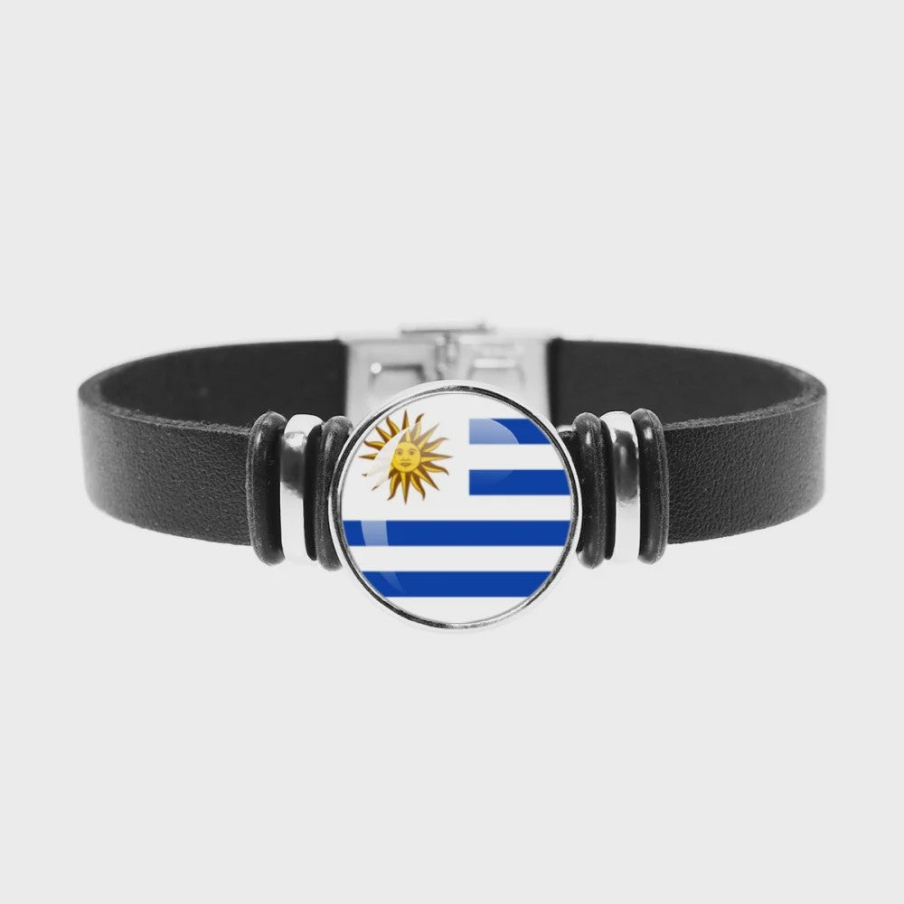 Leren Armband met Vlag van [Land] - Stijlvolle Bangle voor Dames en Heren