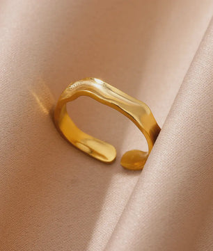 Gouden Ringen Dames - Roestvrij Staal Chunky Open Ringen Vintage Geometrisch Design