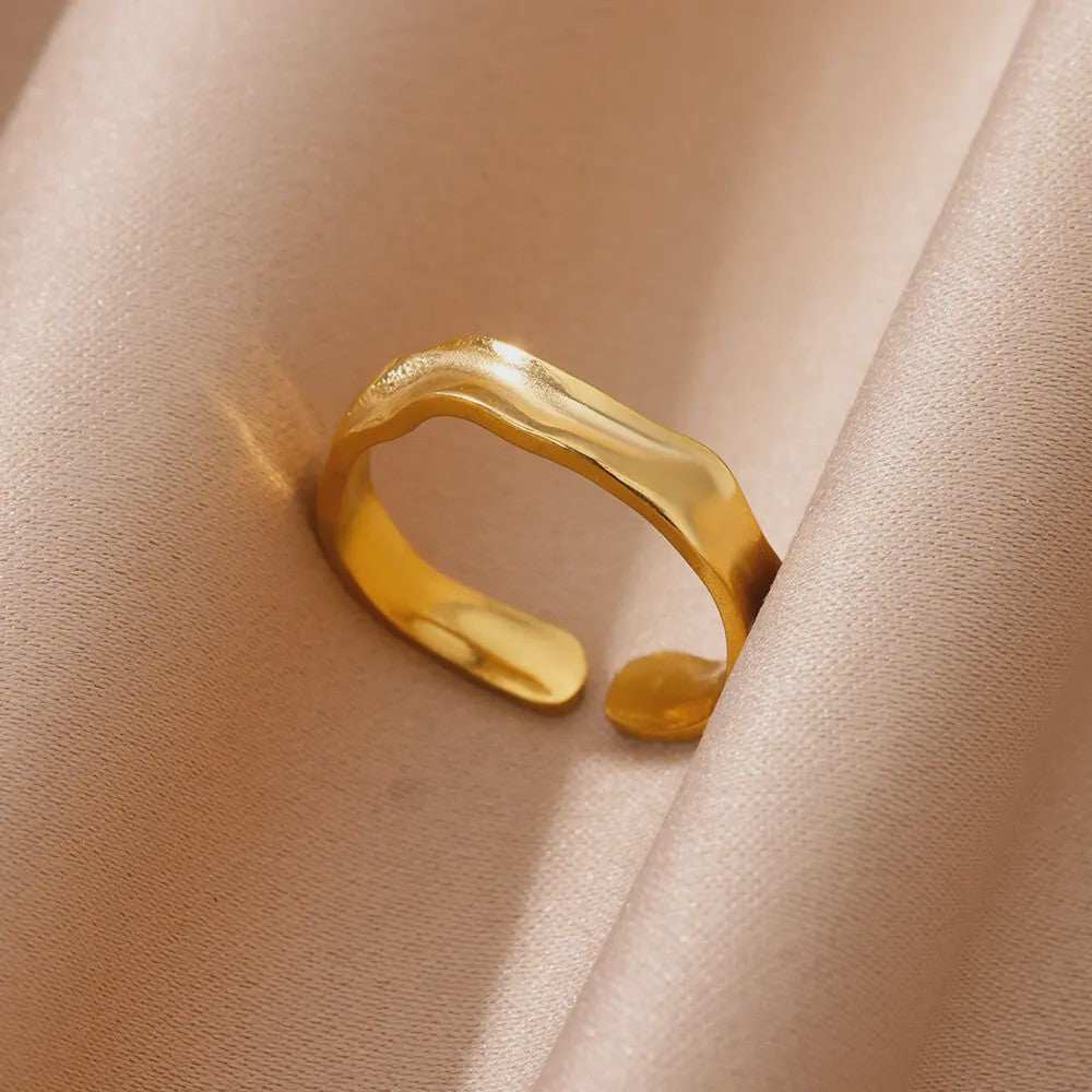 Gouden Ringen Dames - Roestvrij Staal Chunky Open Ringen Vintage Geometrisch Design