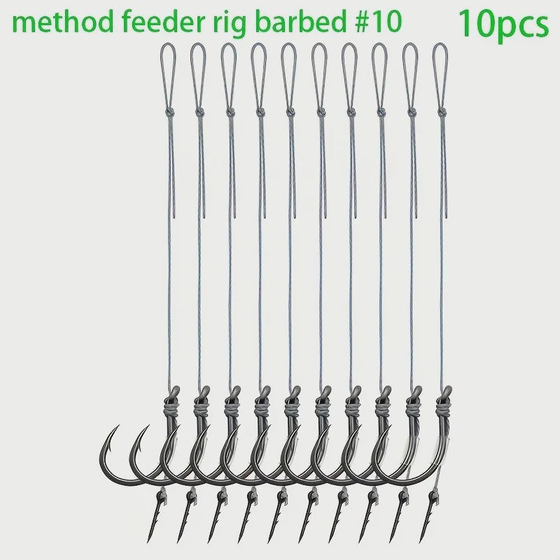 Method Feeder Rigs Set: 10/20 Stuks Haken met Gevlochten Lijn voor Feeder Vissen