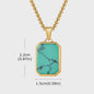 Vnox Heren Turquoise Hanger Ketting - RVS Boxketting, Vintage Stijl